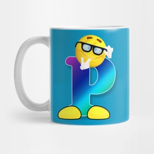 Letter P Alphabet Smiley Monogram Face Emoji Shirt for Men Women Kids Mug